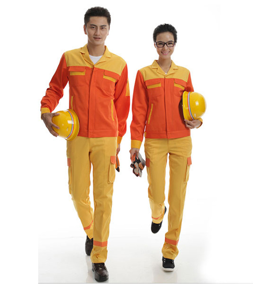 Quần áo bảo hộ phối màu cam vàng vải Pangzim (Hàng đặt may)