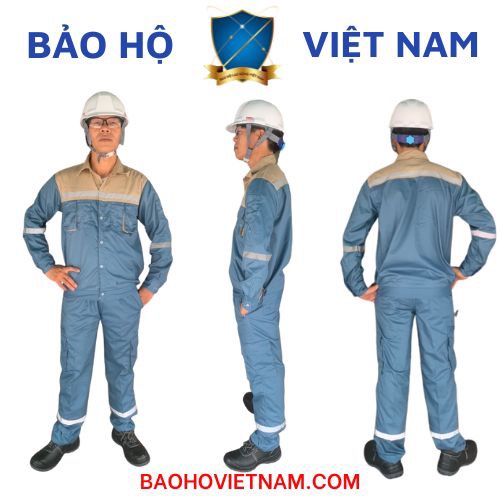 Quần áo bảo hộ lao động pangrim Hàn Quốc 2721 pha màu xanh pha nâu đất