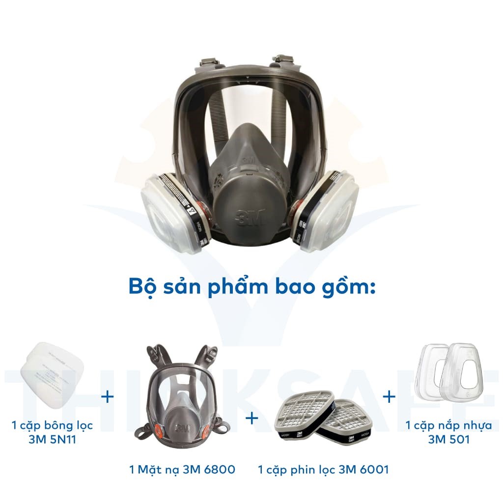 Mặt nạ 3M 6800 + Phin 6001 chống virus, vi khuẩn, bụi