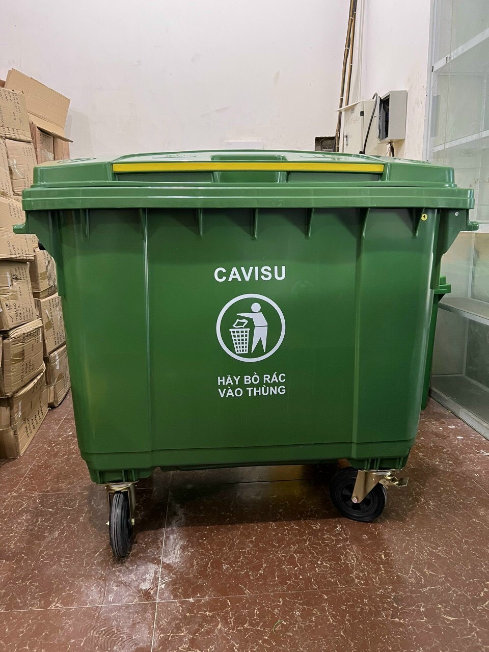 Thùng rác nhựa CAVISU 660L Màu Xanh