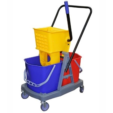 Xe đẩy dọn vệ sinh 34L 2 ngăn, Khung nhựa cao cấp