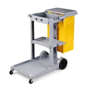 Xe dọn vệ sinh 3 tầng màu ghi có nắp đậy