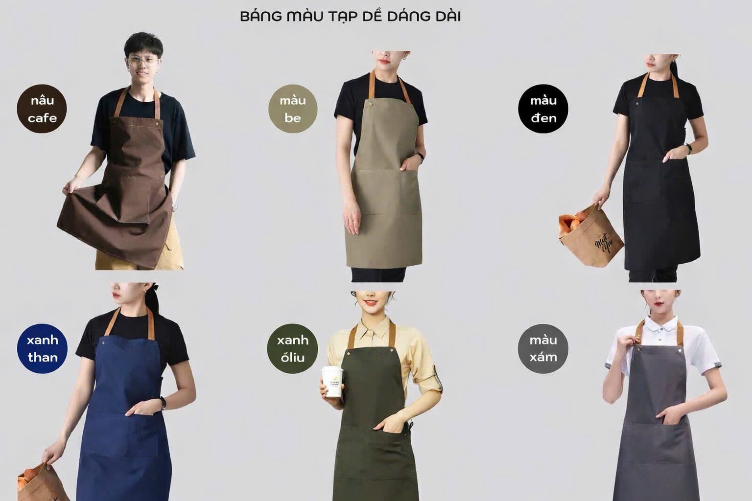 Tạp Dề Đeo Cổ Dáng Dài Basic
