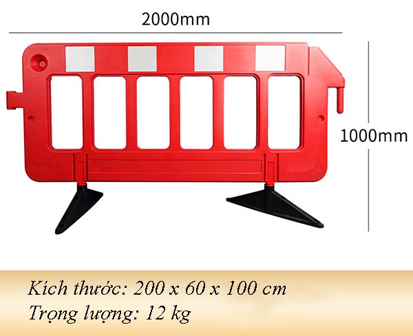 Hàng Rào Chắn Di Động Bằng Nhựa 2m (Đế Cao Su Chống Trượt) – BaohoVietnam