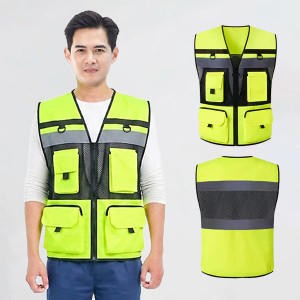 Áo gile phản quang AV82 nhiều túi thiết kế lưới thoáng mát, bền đẹp
