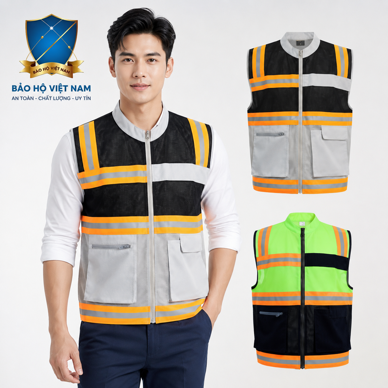 Áo gile phản quang Delta phối lưới cao cấp AV79