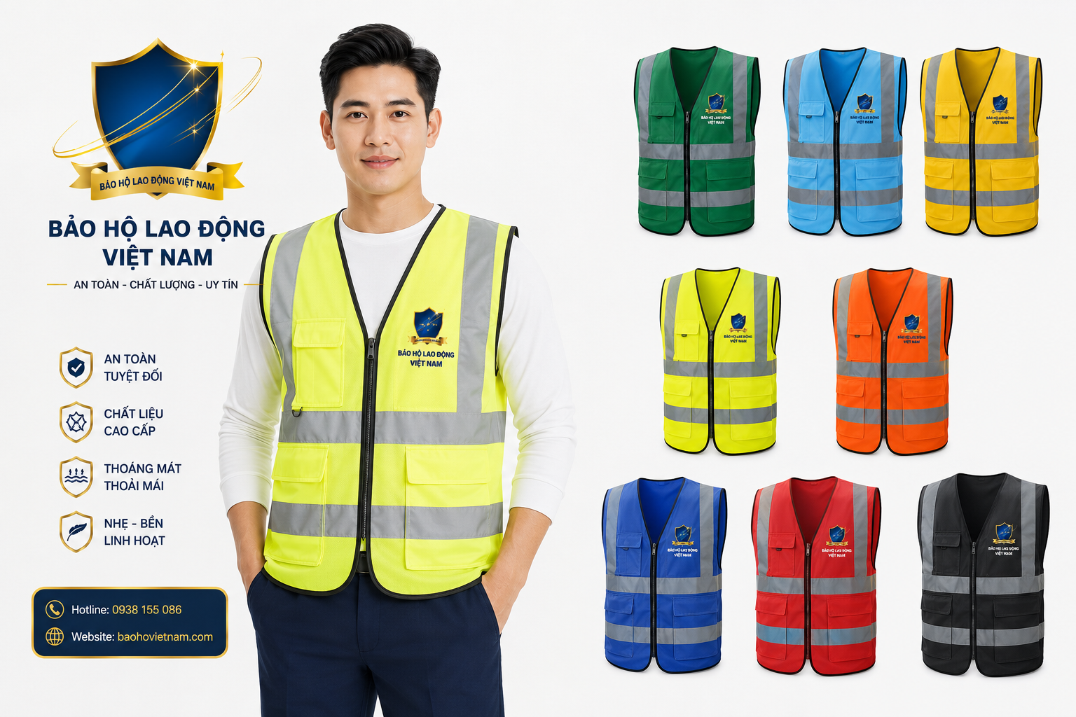Áo gile phản quang chất lượng cao có túi hộp tiện lợi AV32