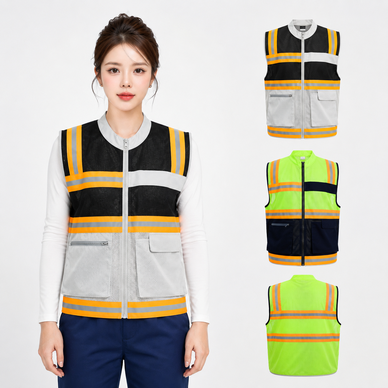 Áo gile phản quang Delta phối lưới cao cấp AV79