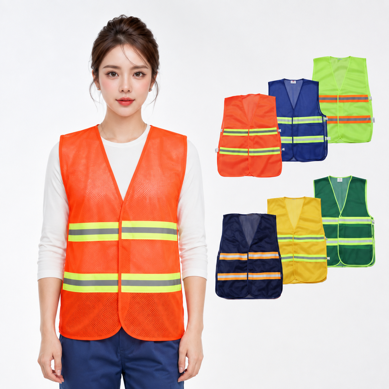 Áo gile phản quang vải lưới thoáng mát, thun hai bên giá rẻ