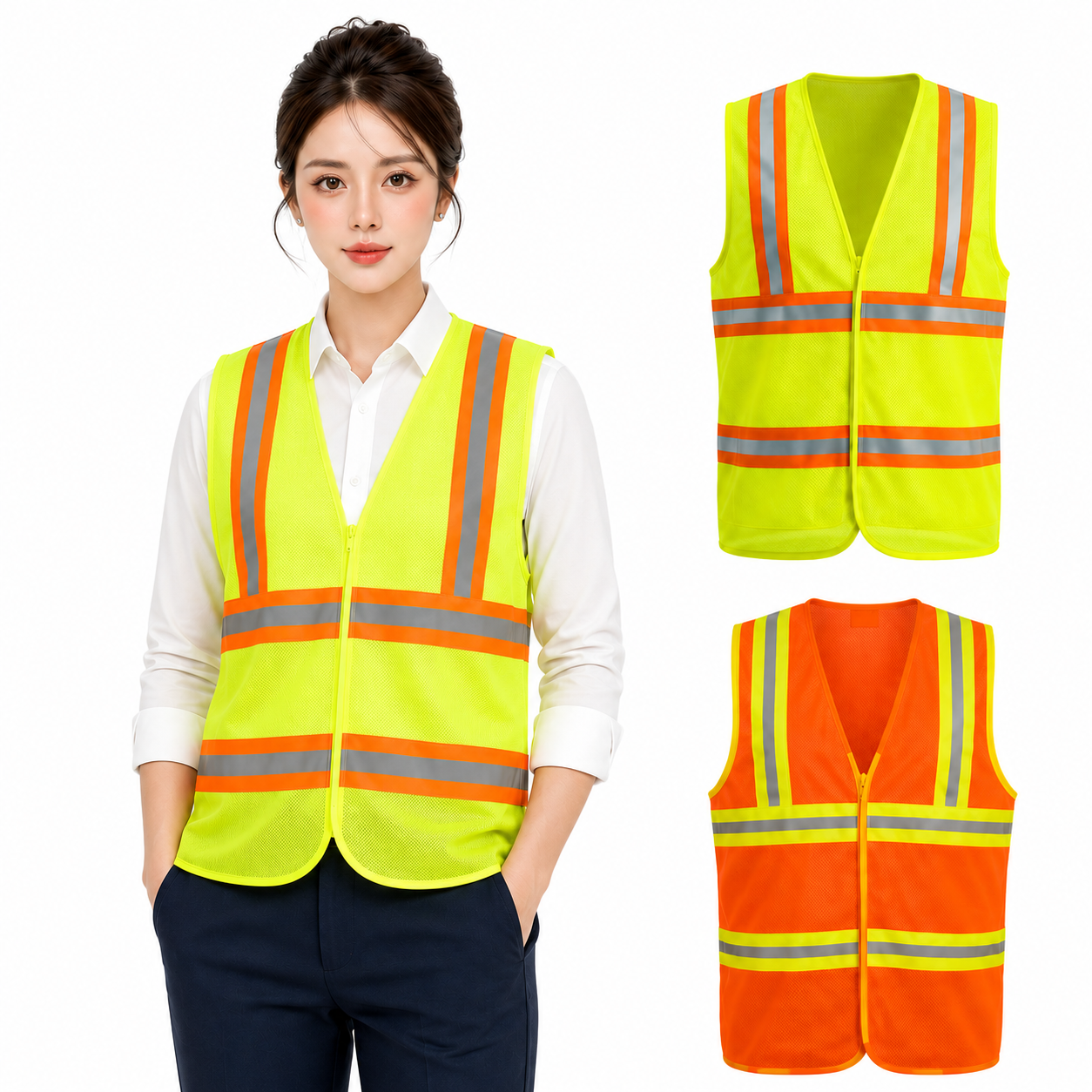 Áo gile lưới phản quang hai màu cao cấp AV35