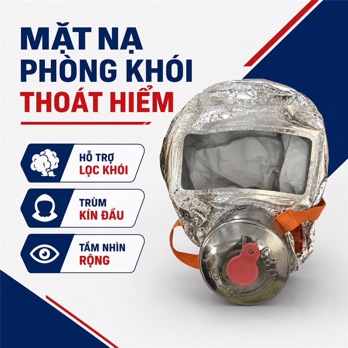 Mặt Nạ Phòng Khói Thoát Hiểm 40 Phút TZL40 – Trùm Đầu, Lọc CO, HCN, HCl