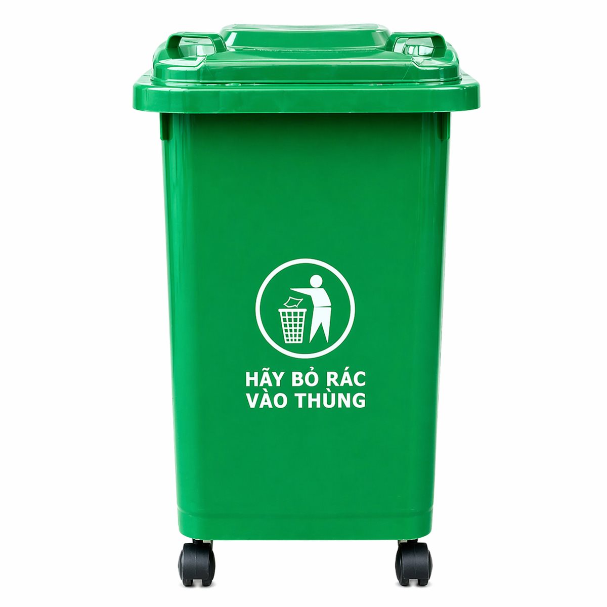 Thùng Rác 60 Lít Nhật Quang Có Bánh Xe, Đạp Chân – Nhựa PP/HDPE Nắp Kín